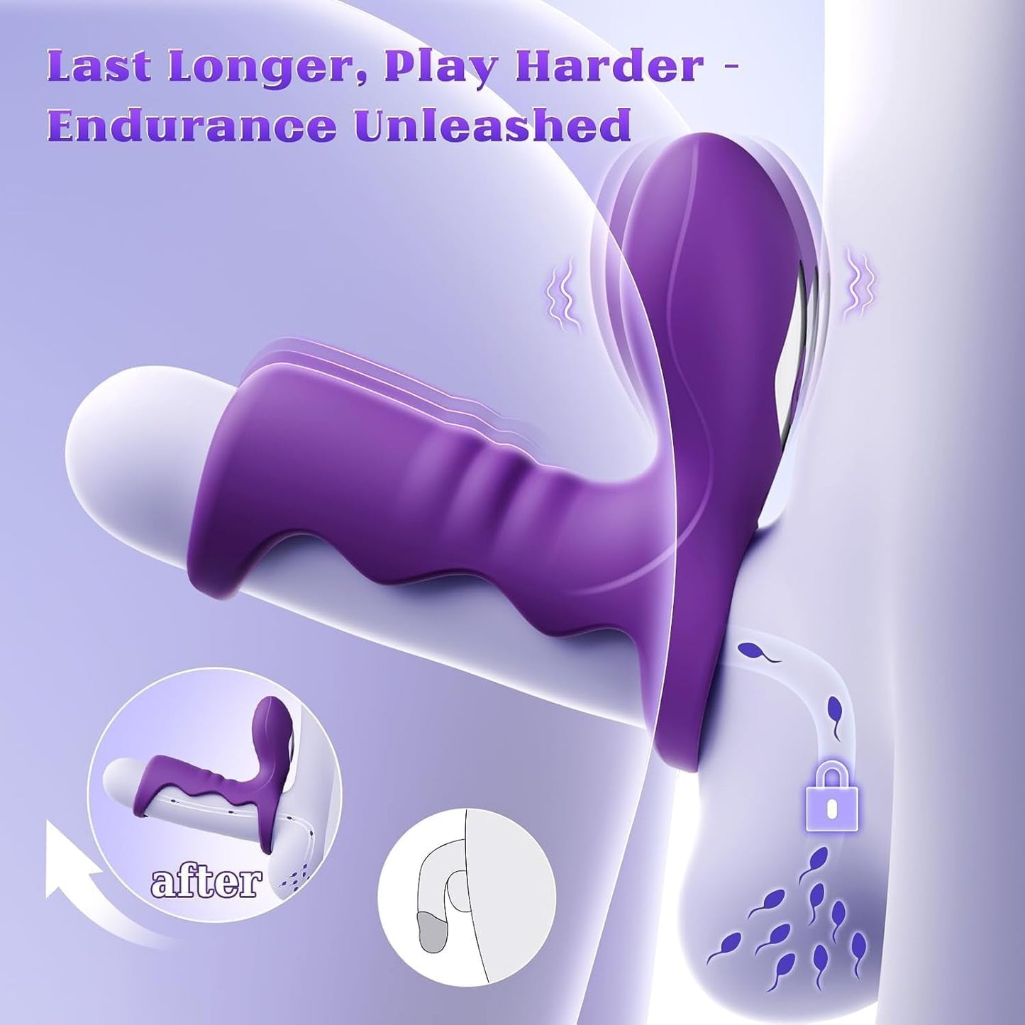 VioletCoreX Purple Cock Ring Clit Vibrator 10 Modes Dual Ring