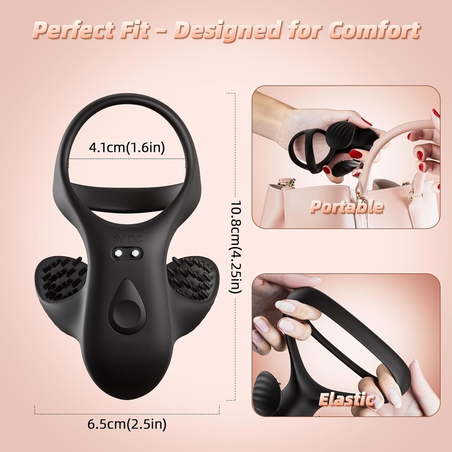 Anillo vibrador para pene con control por aplicación BallSync y ajuste para testículos