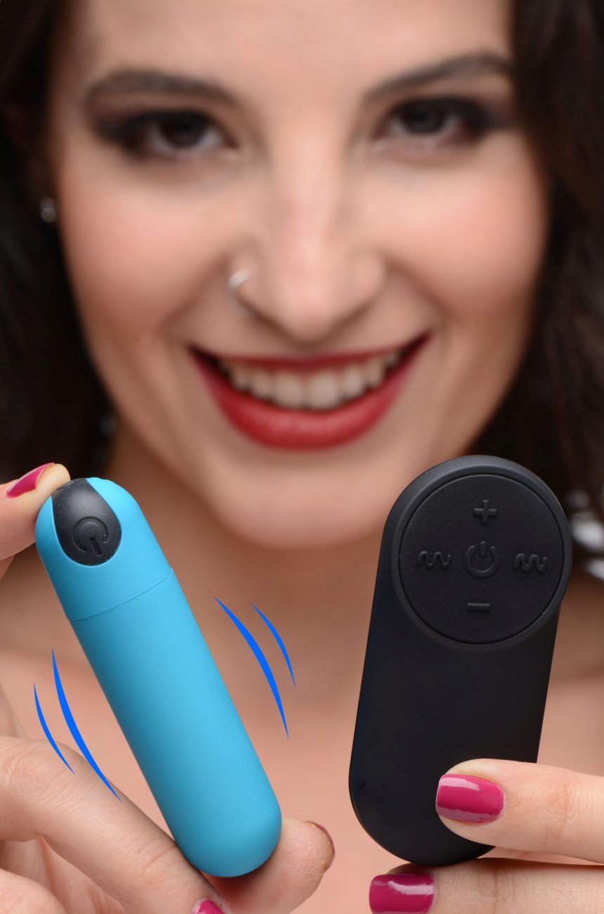 ¡Bang! Bala Vibradora con Control Remoto Azul