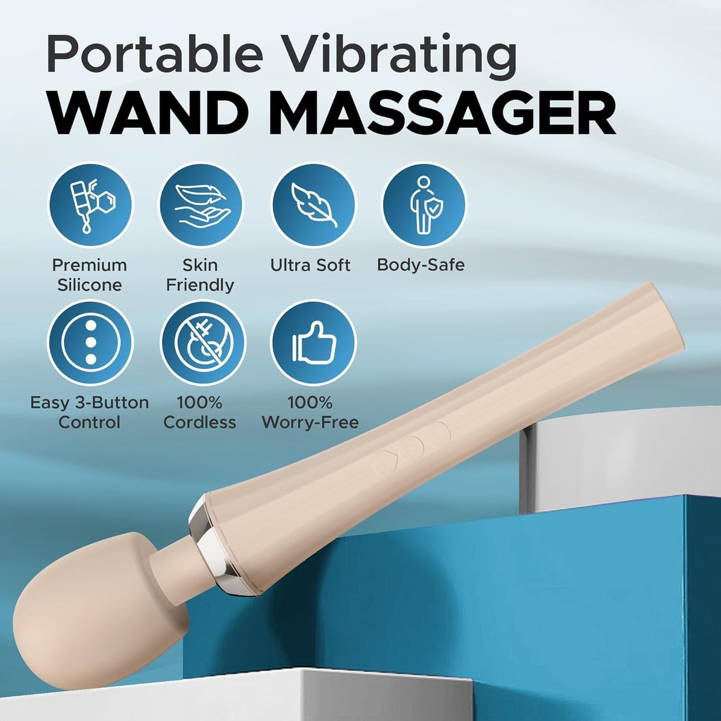 Vibrador de varita inalámbrico BareLuxe con múltiples patrones
