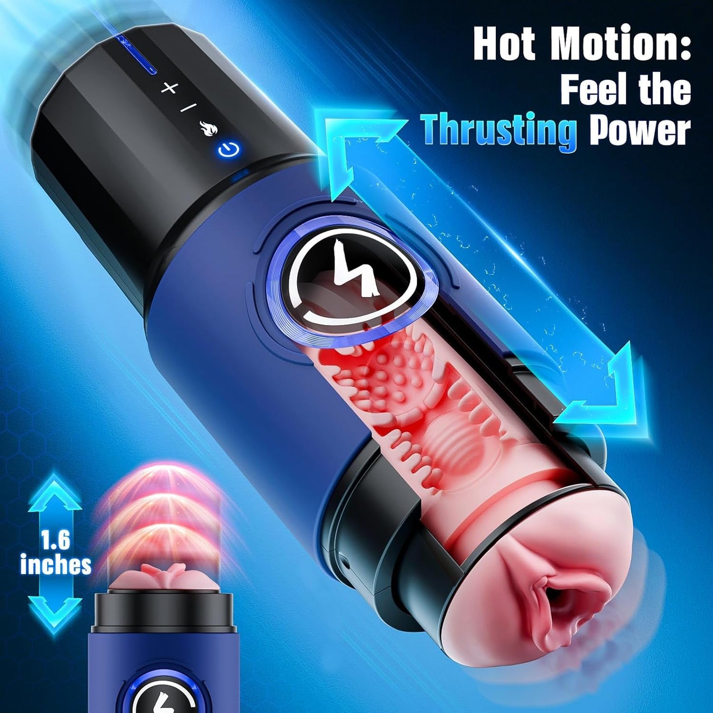 Vagina de bolsillo térmica calentada Thermothrust con 5 velocidades