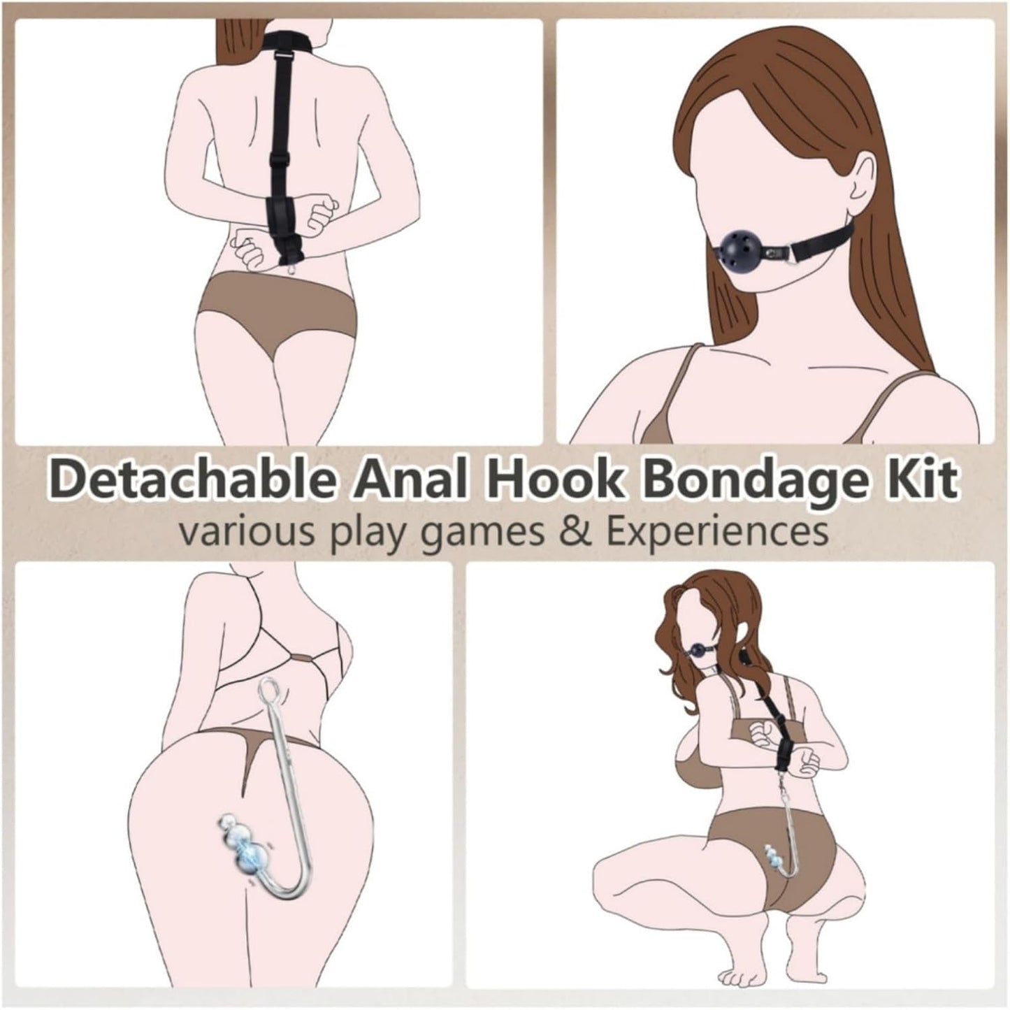 VibeBound Vibrating Anal Hook Bondage para cuello y muñeca