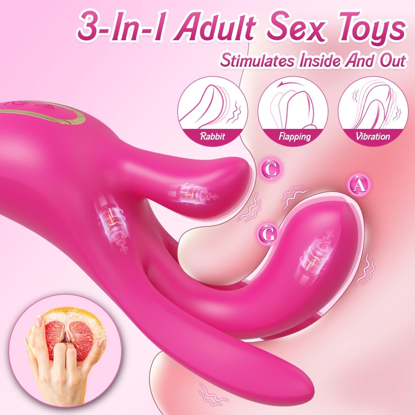 Vibrador de dedo 3 en 1 TriFlex con 10 modos y estimulador de punto G aleteador