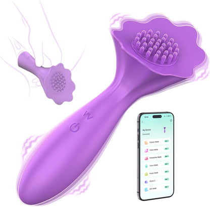 BrushPulse Vibrador de doble punta con cepillo y 10 modos de golpeteo
