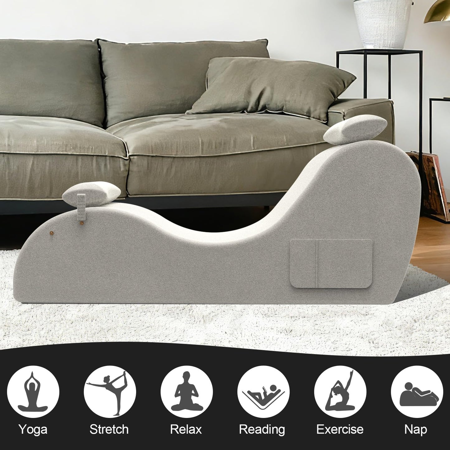Chaise longue sexual ergonómica curvada premium beige