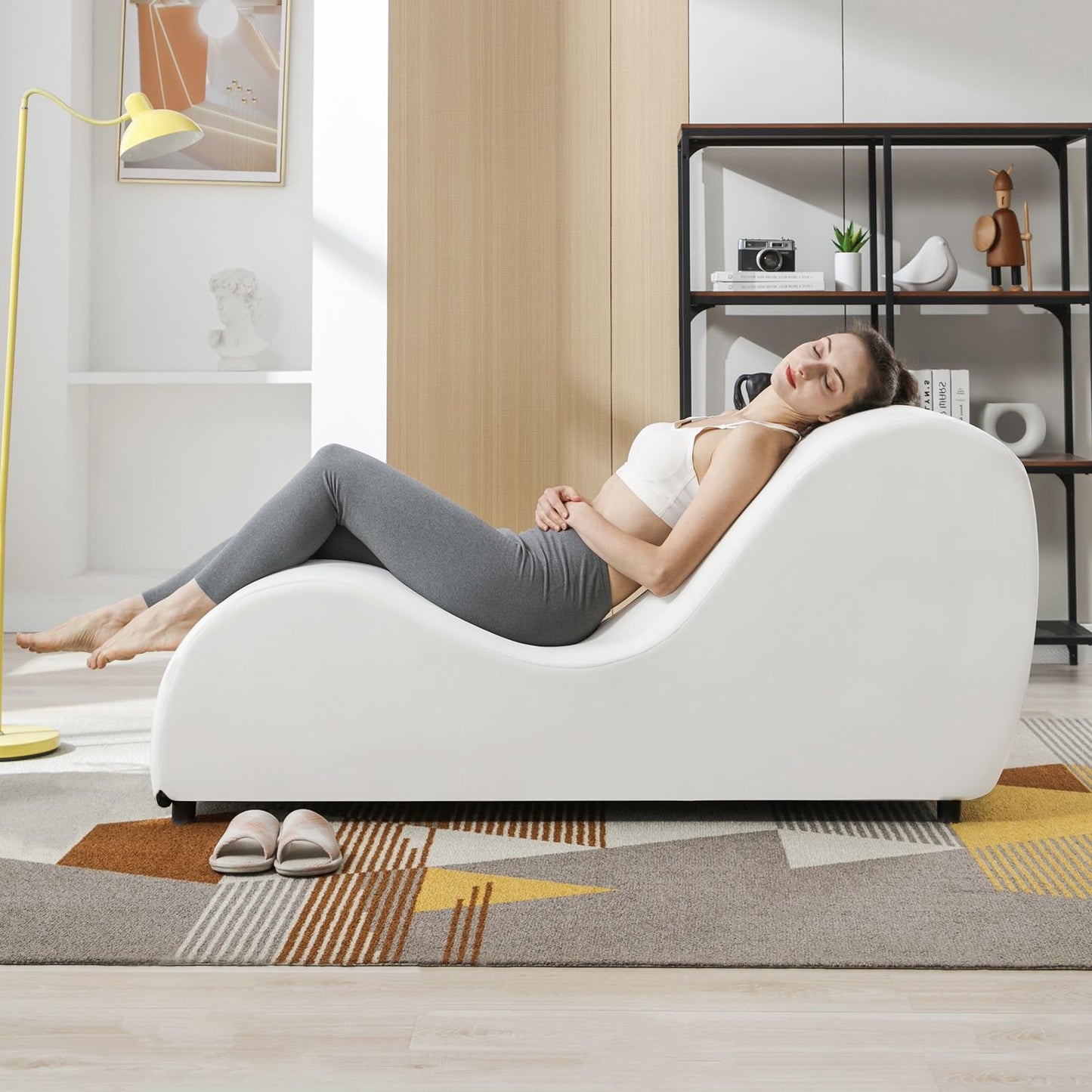 Chaise longue seductora S-Curve de terciopelo beige
