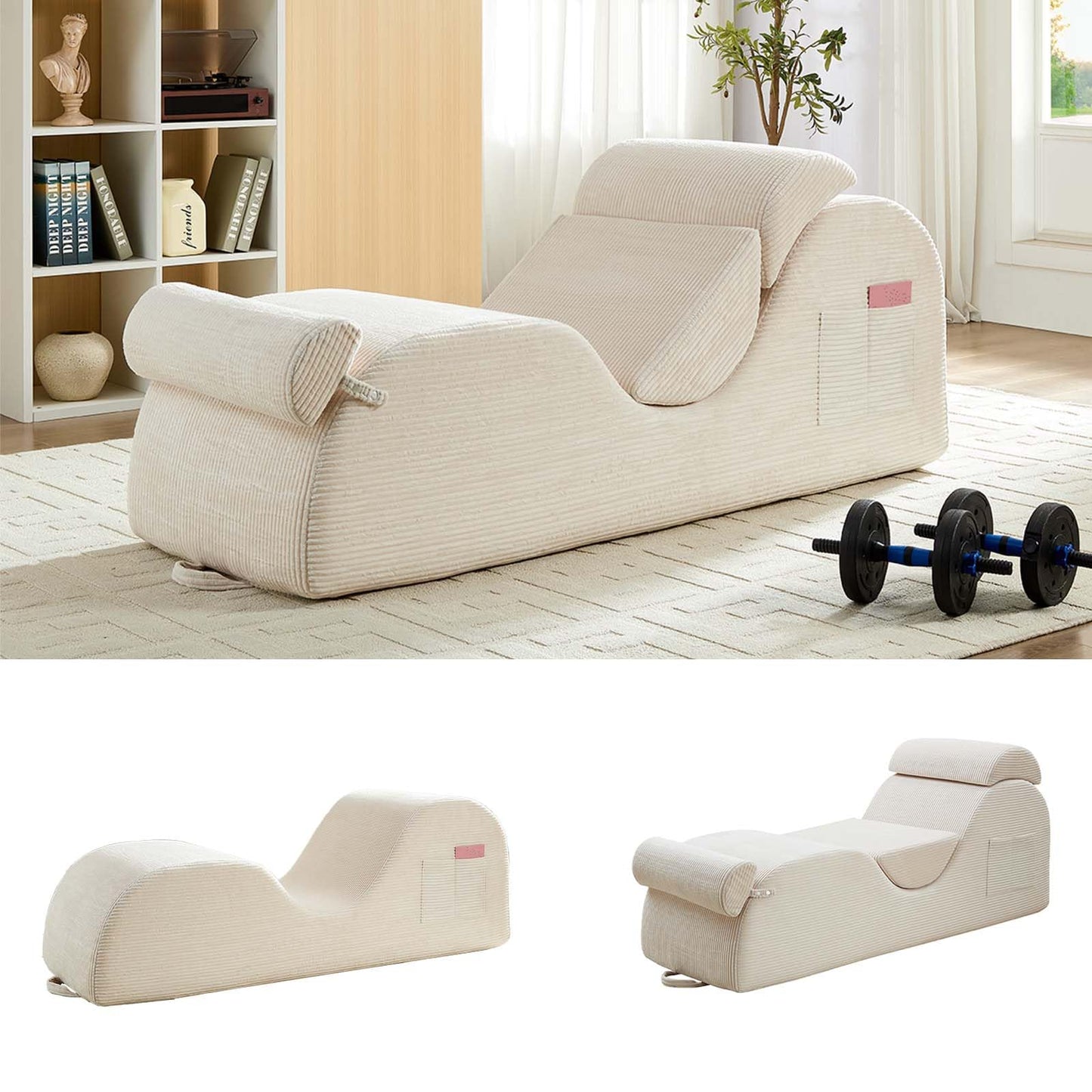 Sillón íntimo de pana ancha color beige