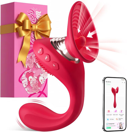 FlexSync App Control Succionador de clítoris, vibrador de punto G, 3 en 1