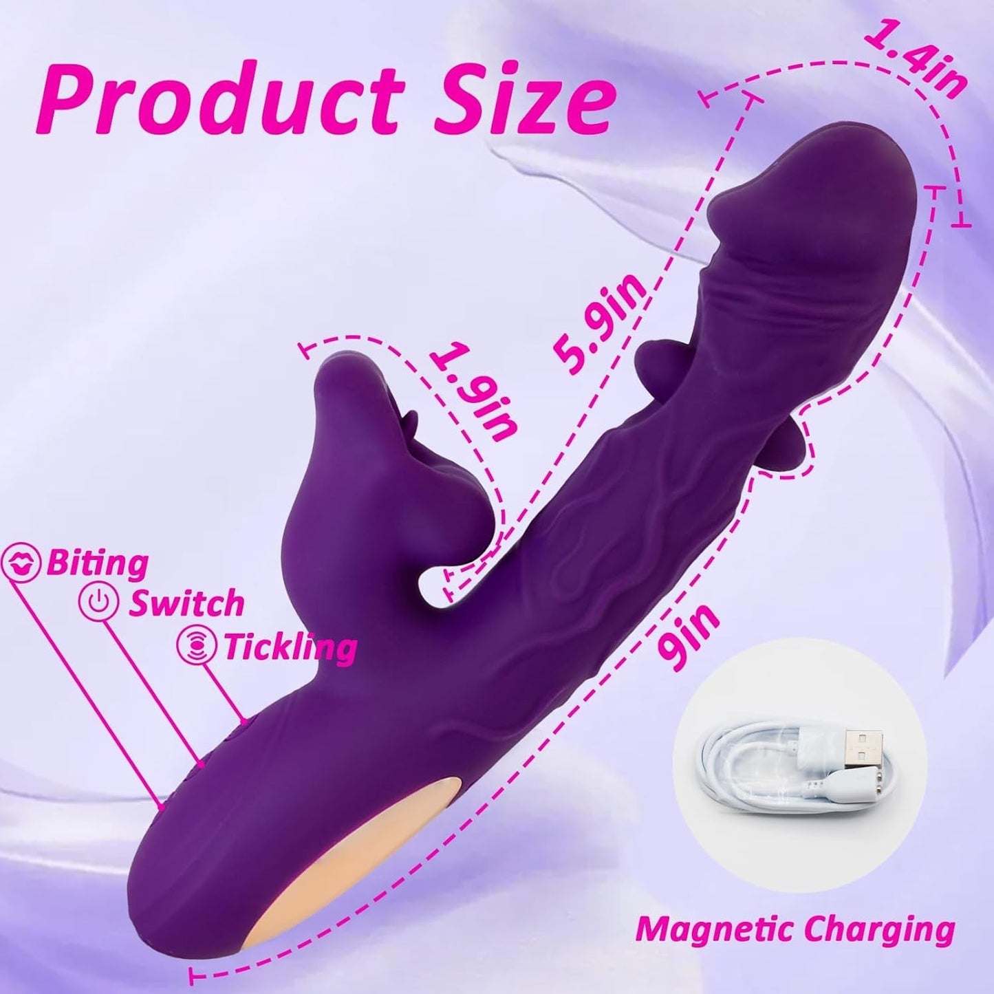 Vibrador dildo de conejo BiteBloom para golpear y lamer