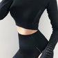 Black Stretch Crop Top and Leggings