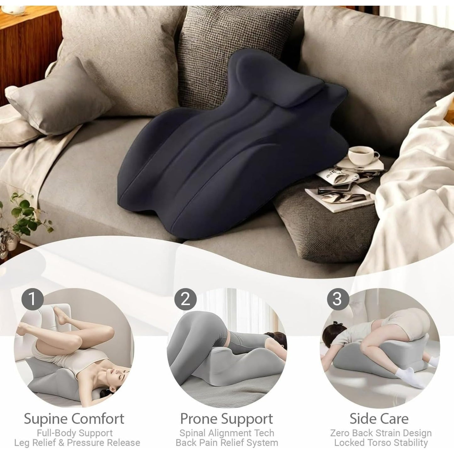 Almohada de cuña de apoyo íntimo para parejas negras
