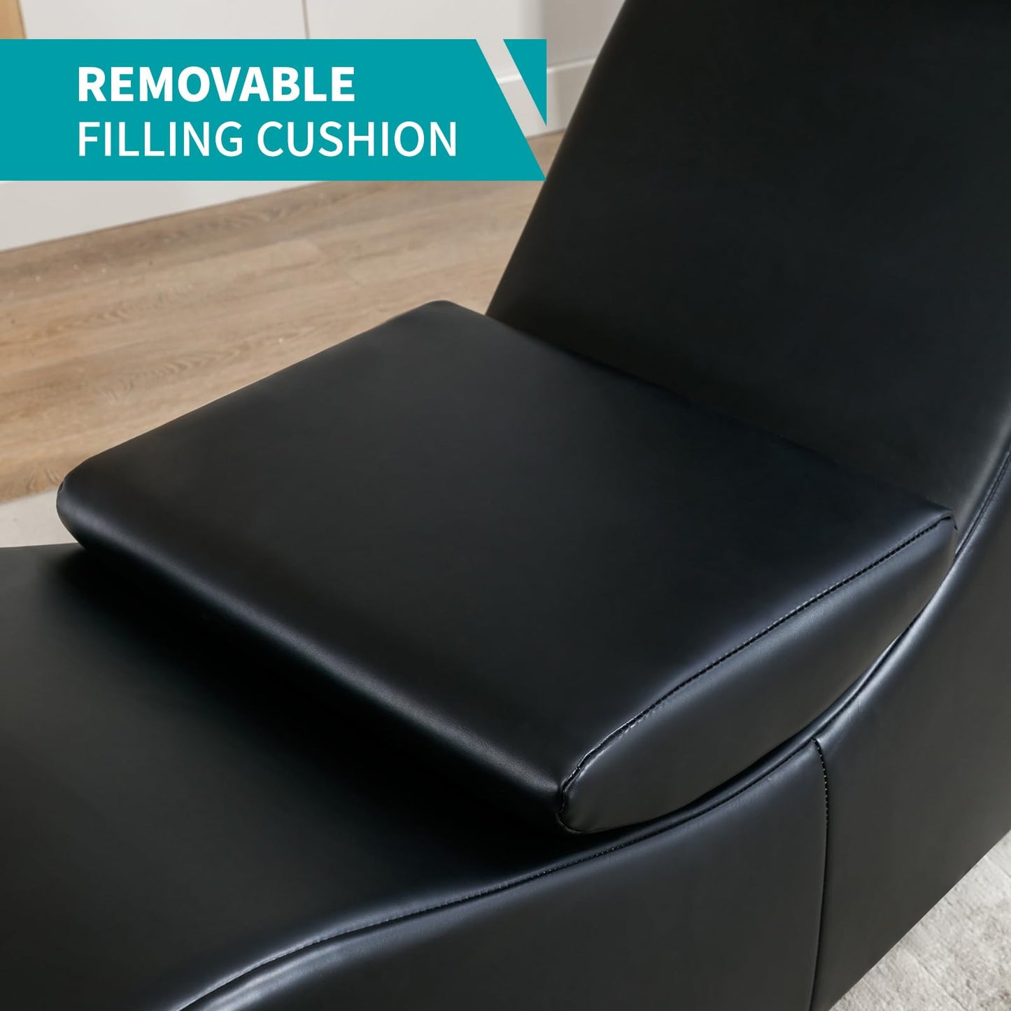 Chaise longue de placer ergonómica curva de terciopelo negro