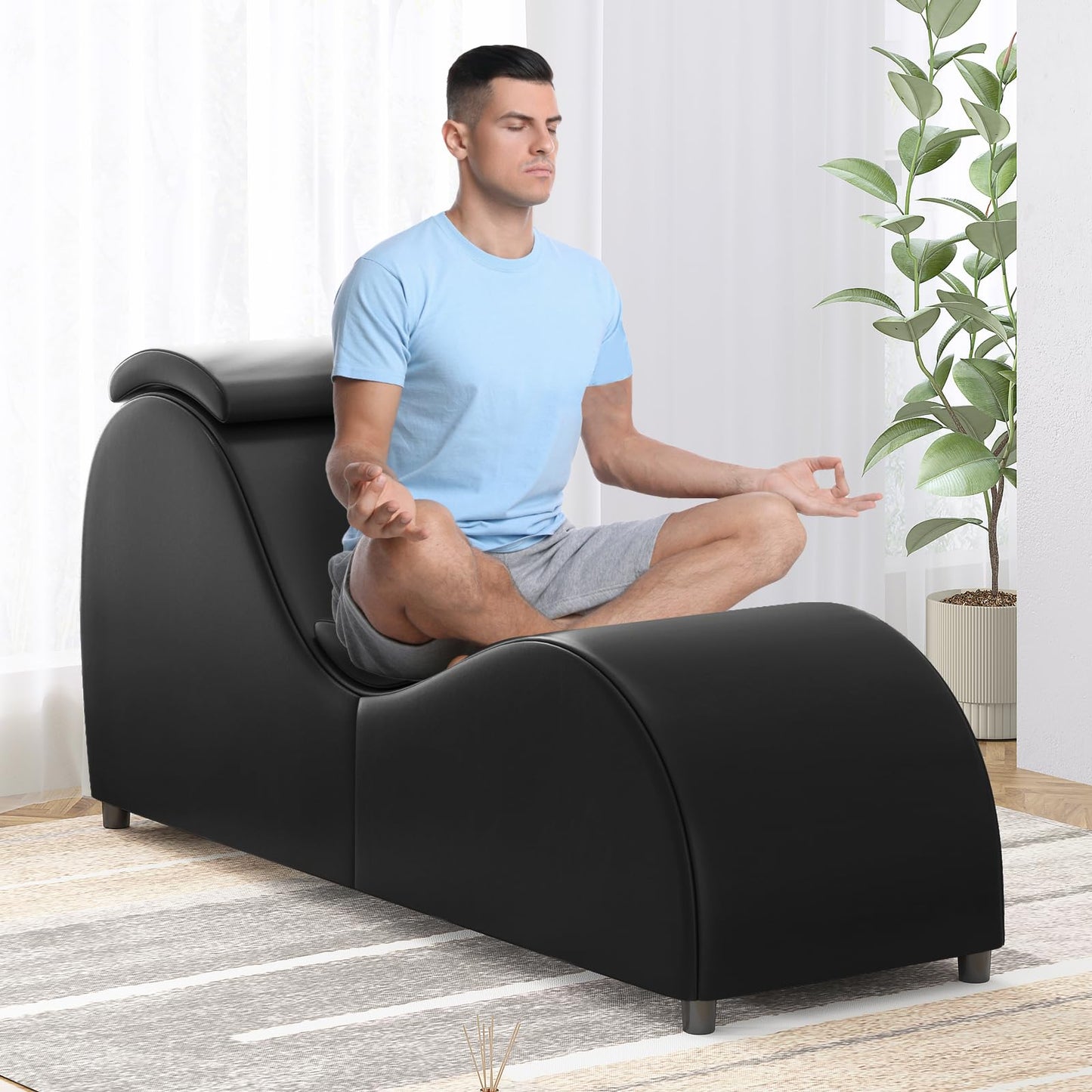 Chaise longue de placer ergonómica curva de terciopelo negro
