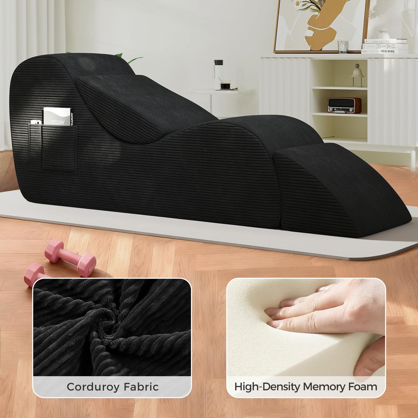 Chaise longue ergonomique noire Passion Support