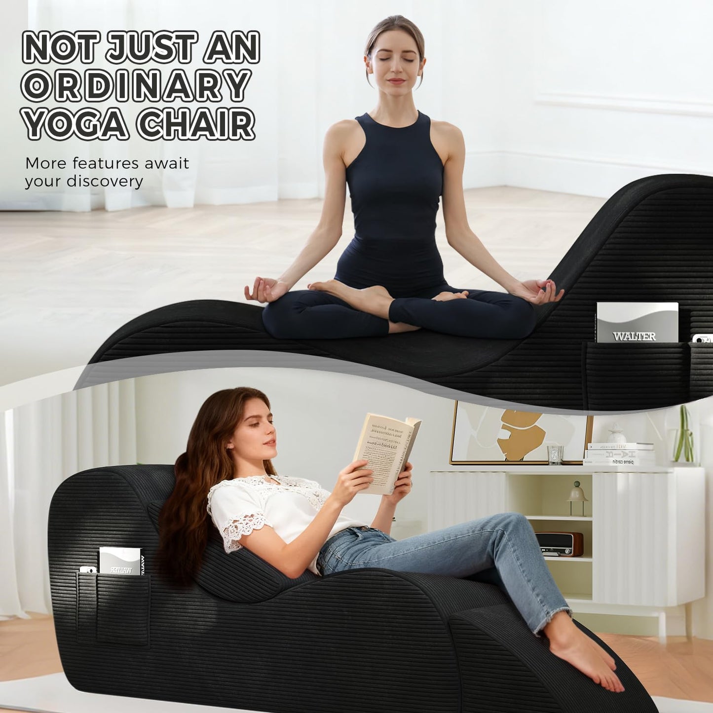 Chaise longue ergonomique noire Passion Support