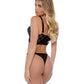 Conjunto de bralette con dije de conejita de Playboy negro y dorado