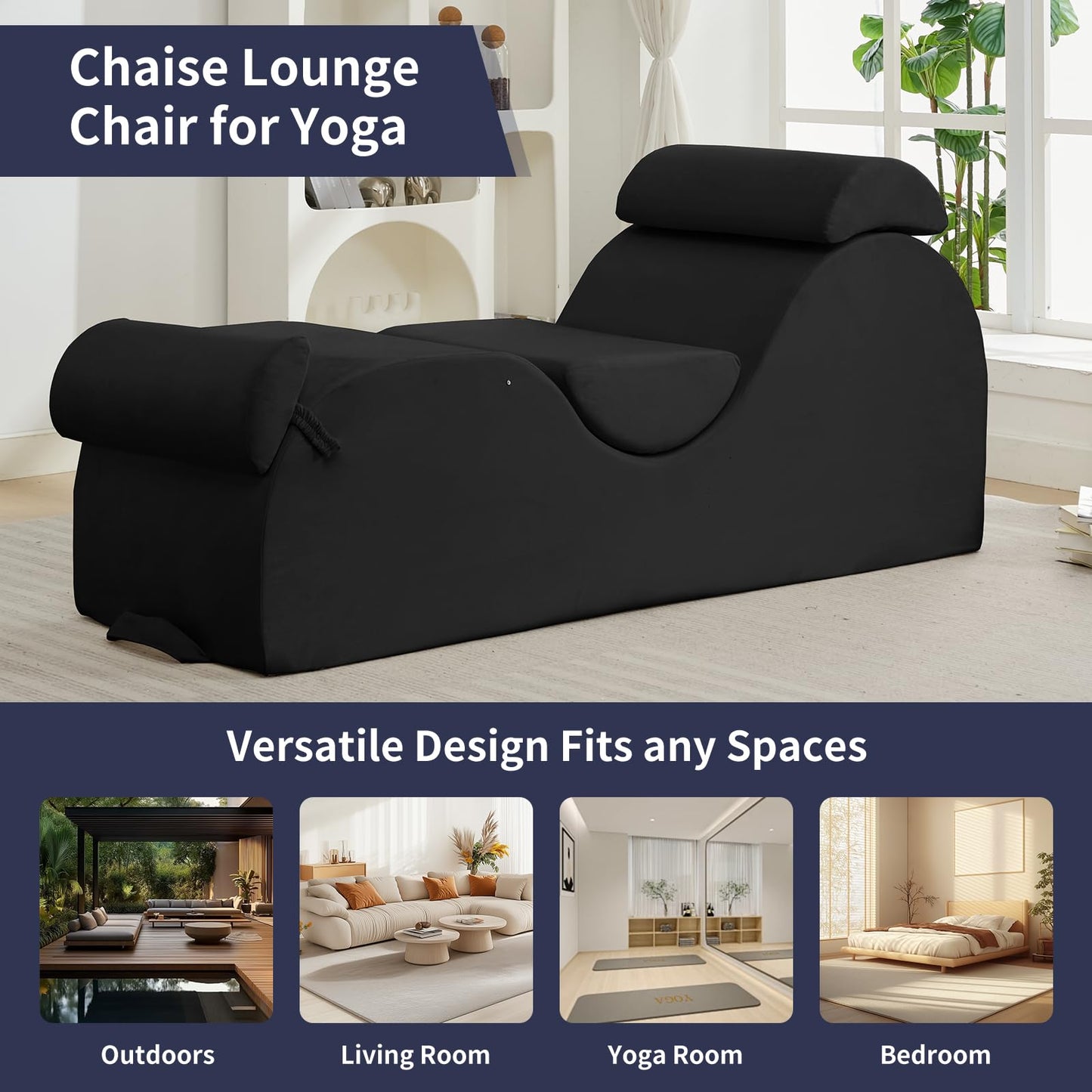 Chaise longue sexual íntima, elegante y negra