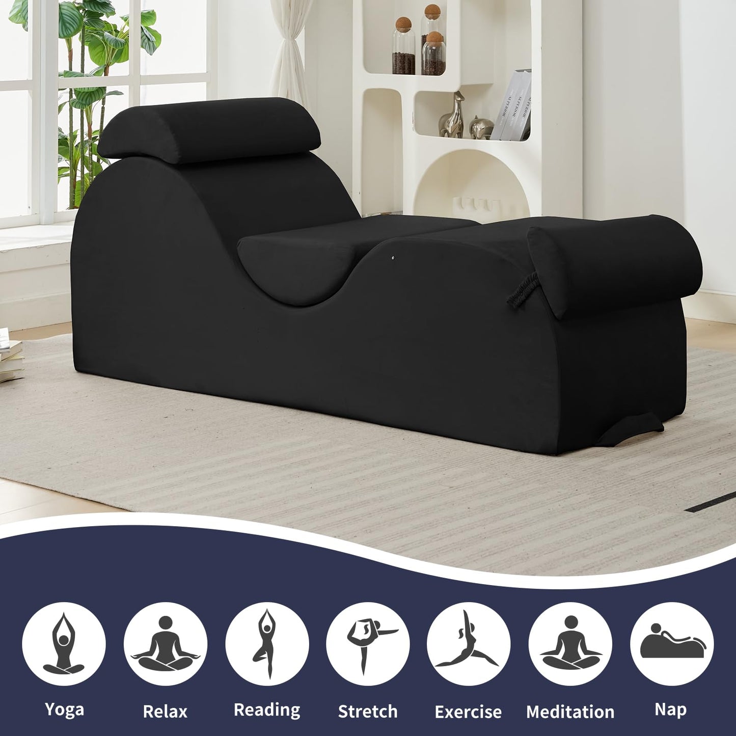 Chaise longue sexual íntima, elegante y negra