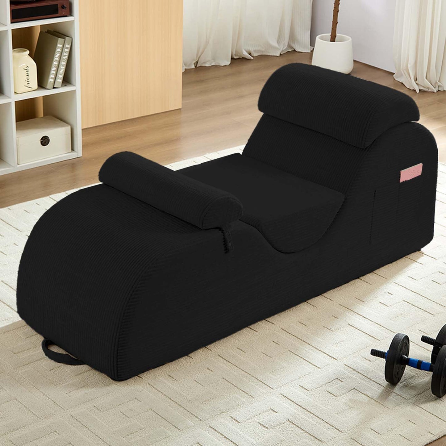 Fauteuil de salon intime en velours côtelé noir