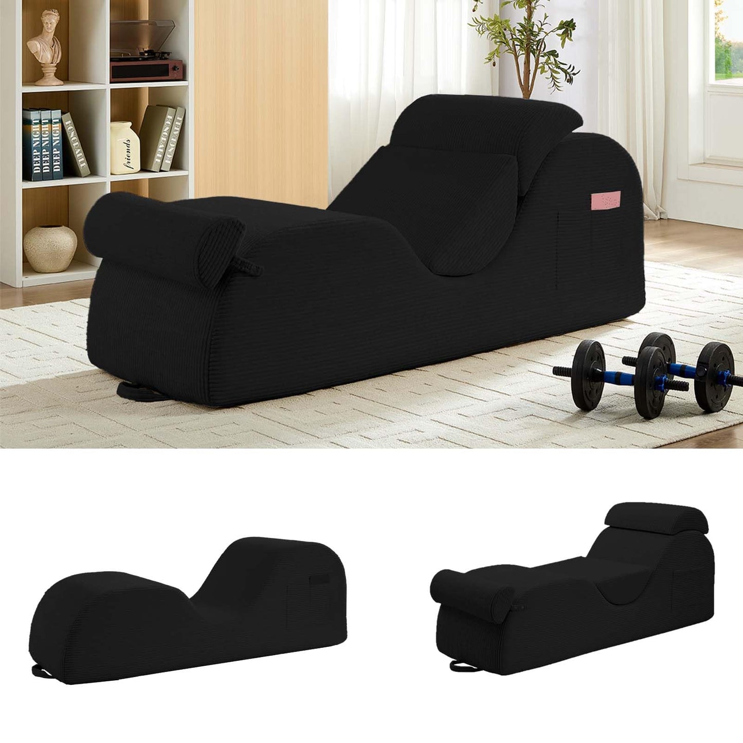 Fauteuil de salon intime en velours côtelé noir