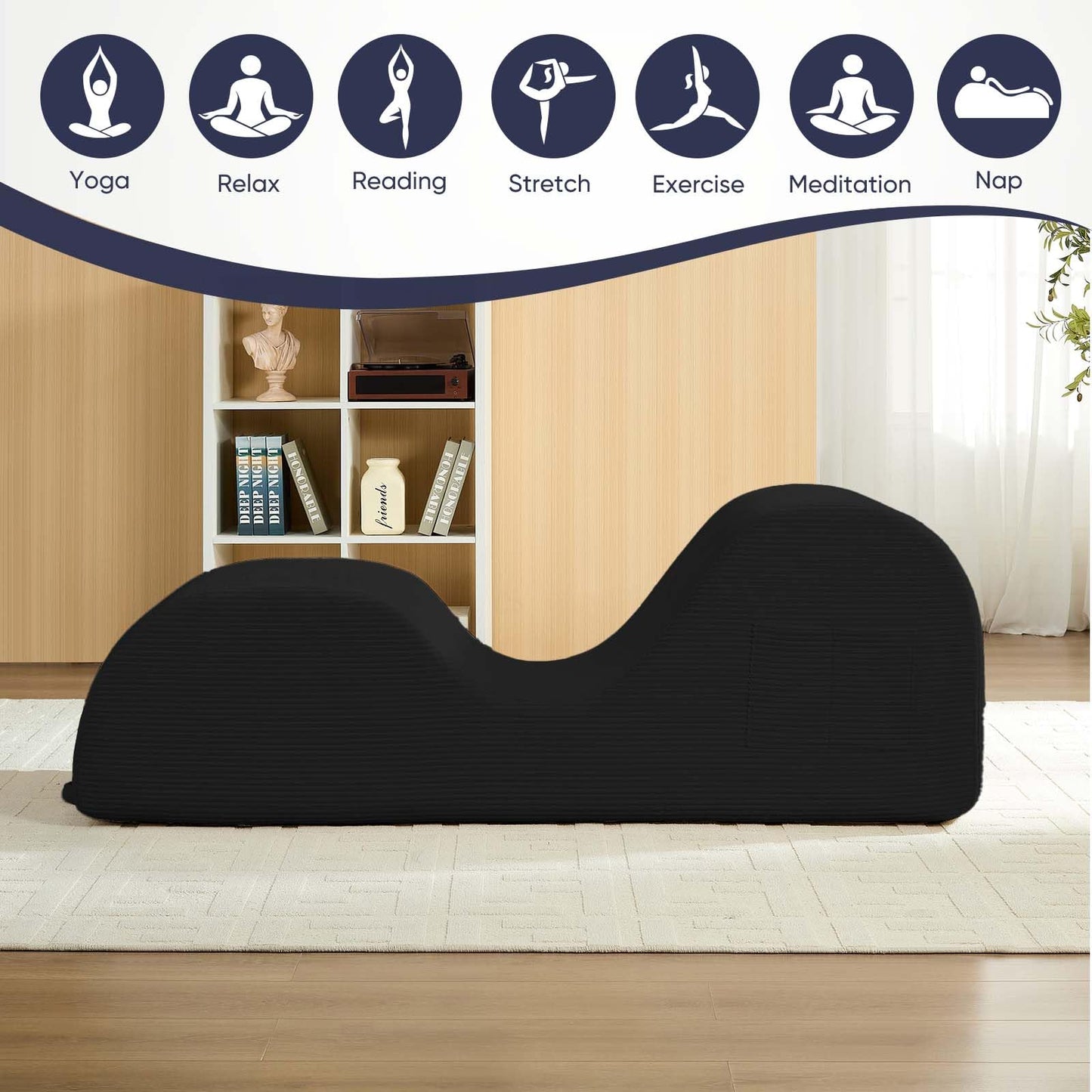 Fauteuil de salon intime en velours côtelé noir