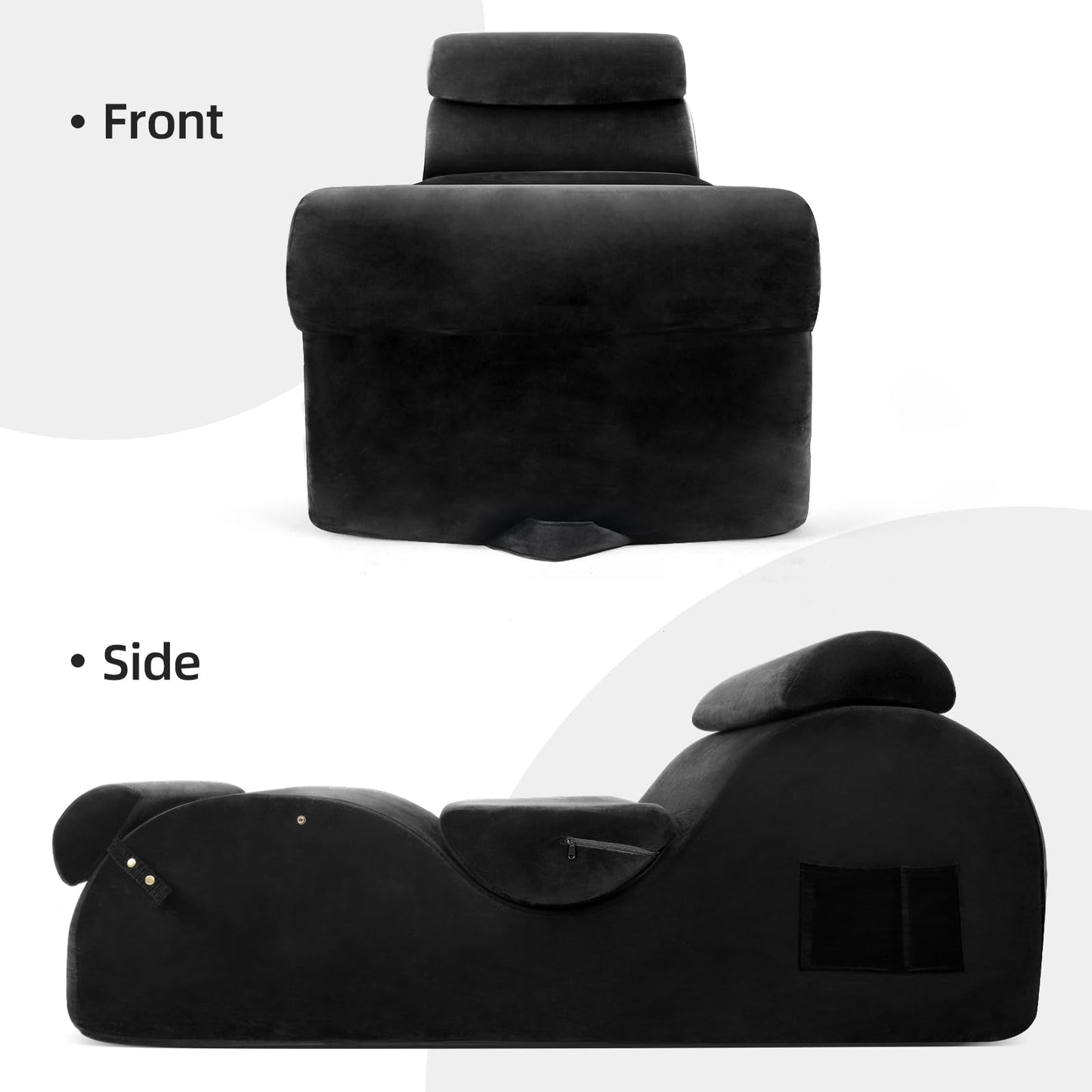 Chaise de salón ergonómica curvada prémium Black XL para sexo