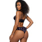 Playboy Blackout Bunny Satin Bralette and Ruffle Thong Set