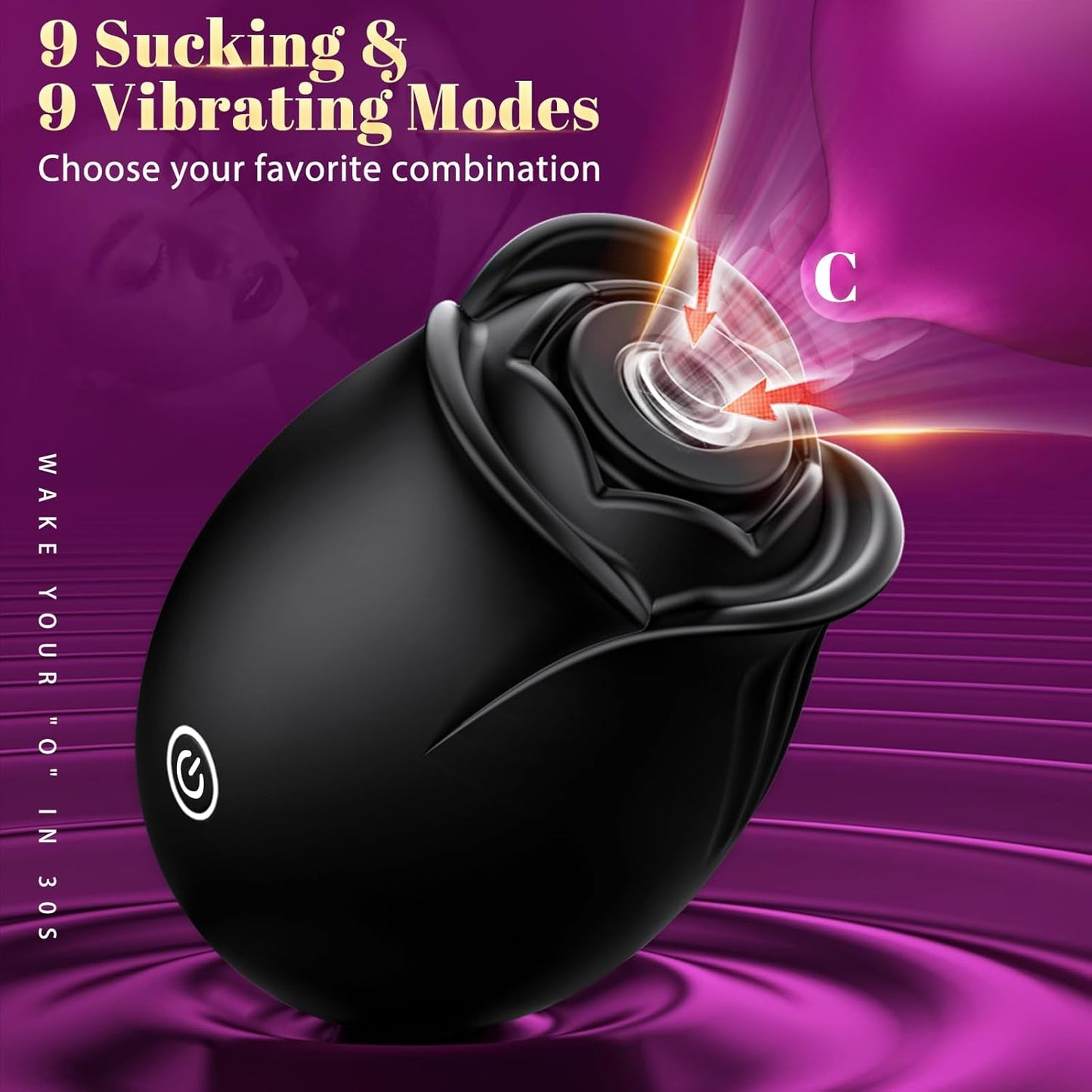 Vibrador de succión dual BloomPulse Rose con control por aplicación