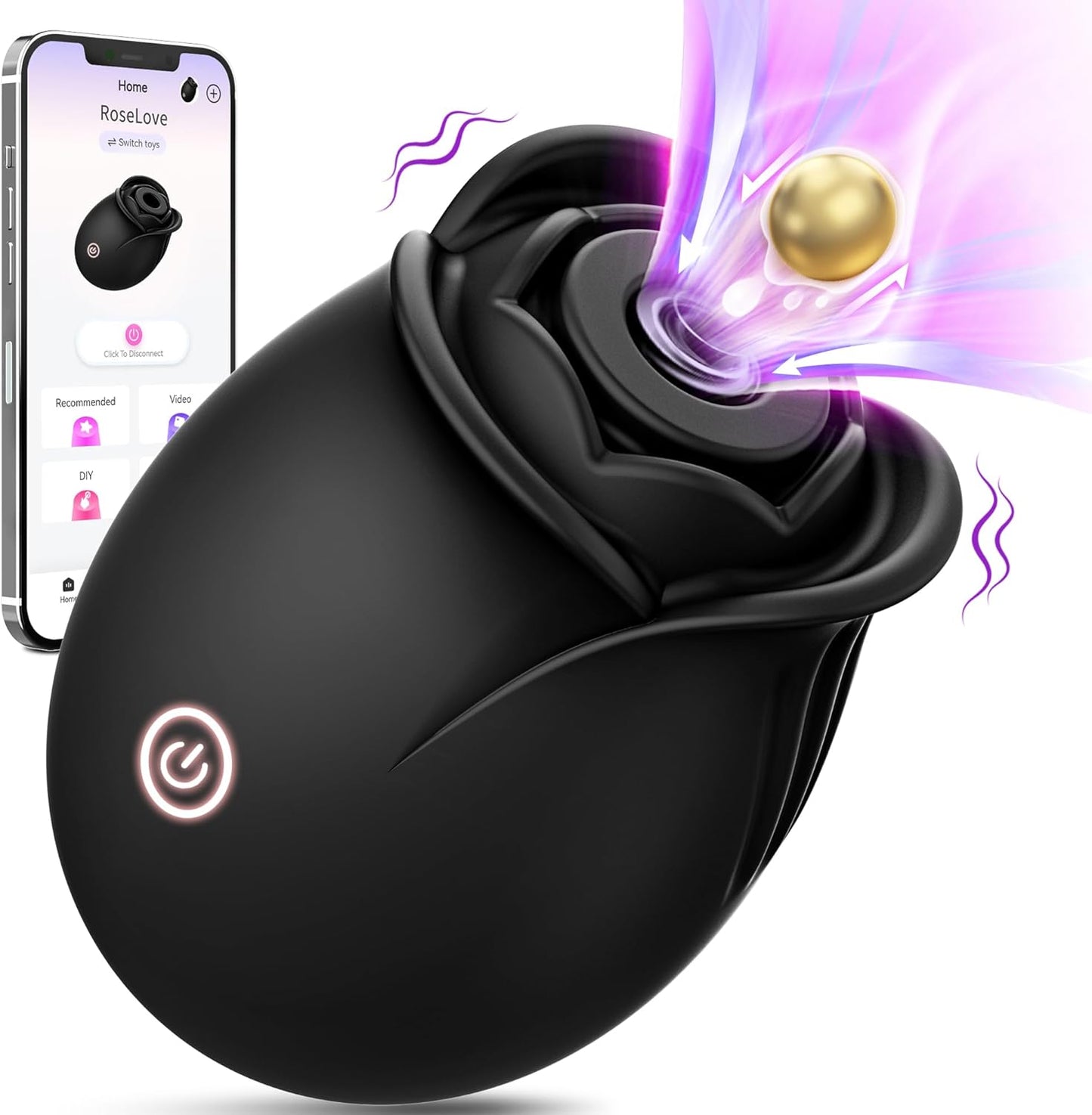 Vibrador de succión dual BloomPulse Rose con control por aplicación