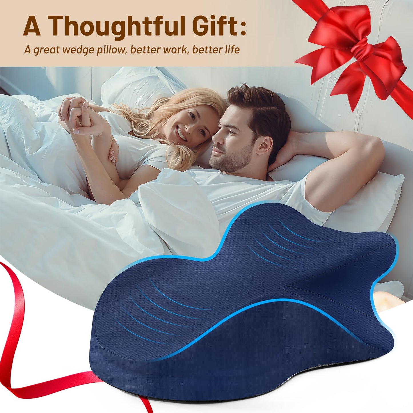 Almohada de apoyo para posición íntima de pareja Azul
