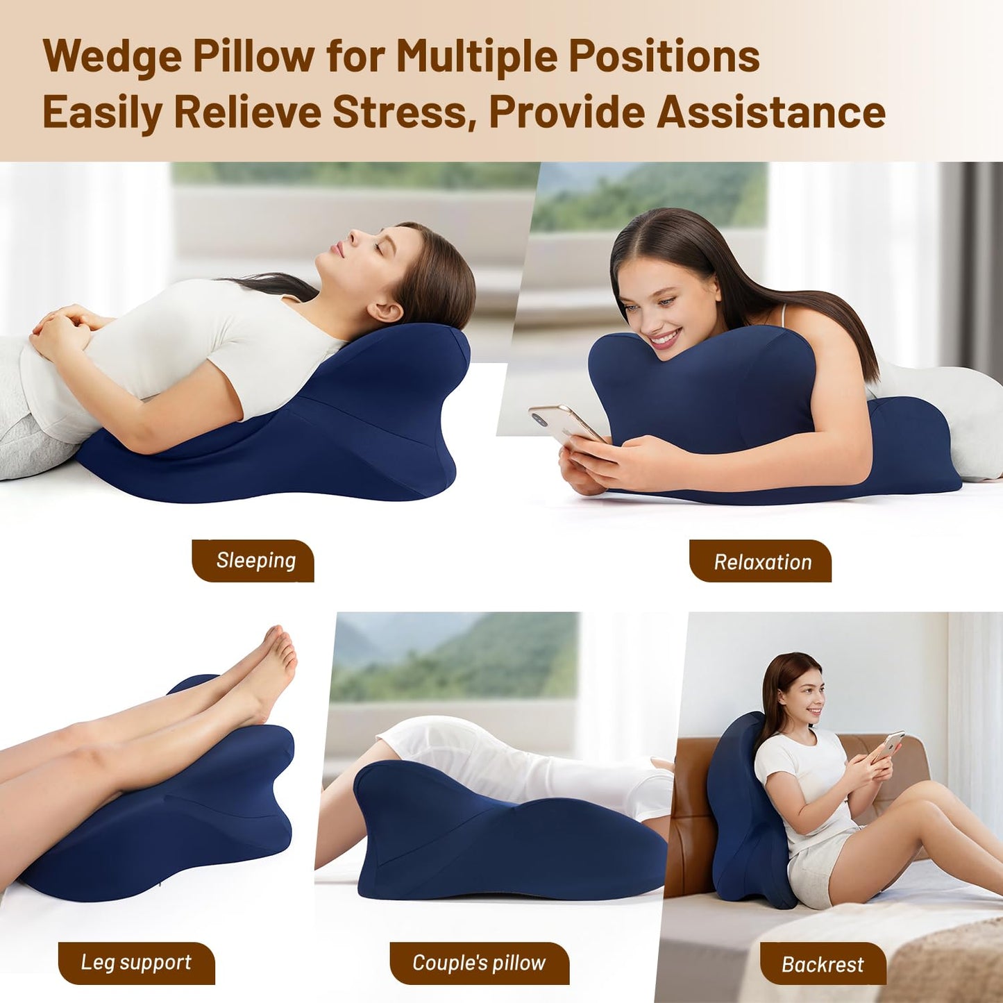 Almohada de apoyo para posición íntima de pareja Azul