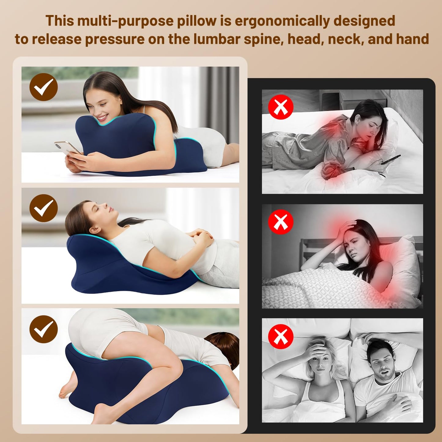 Almohada de apoyo para posición íntima de pareja Azul