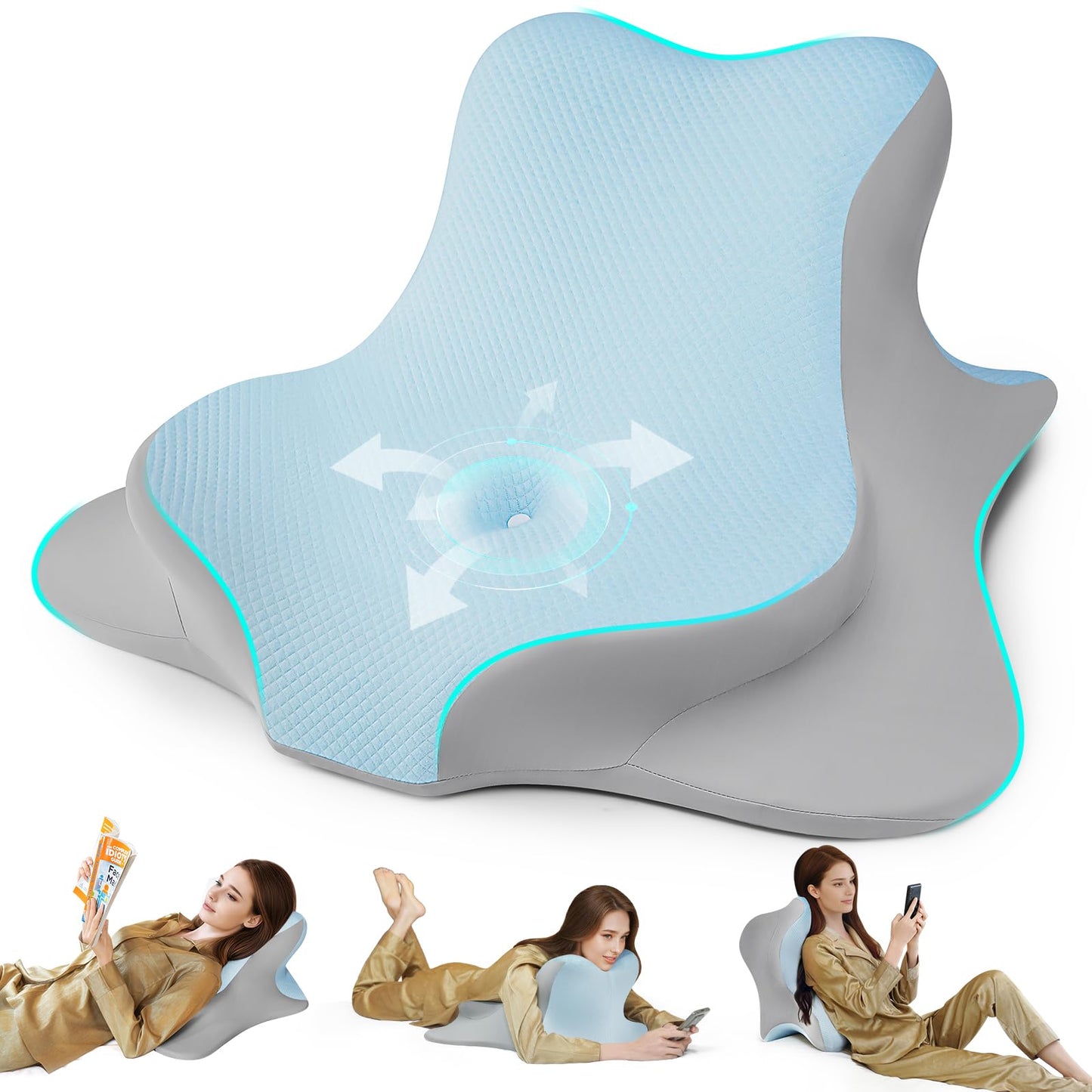 Almohada en Cuña de Apoyo Íntimo para Parejas, Color Azul