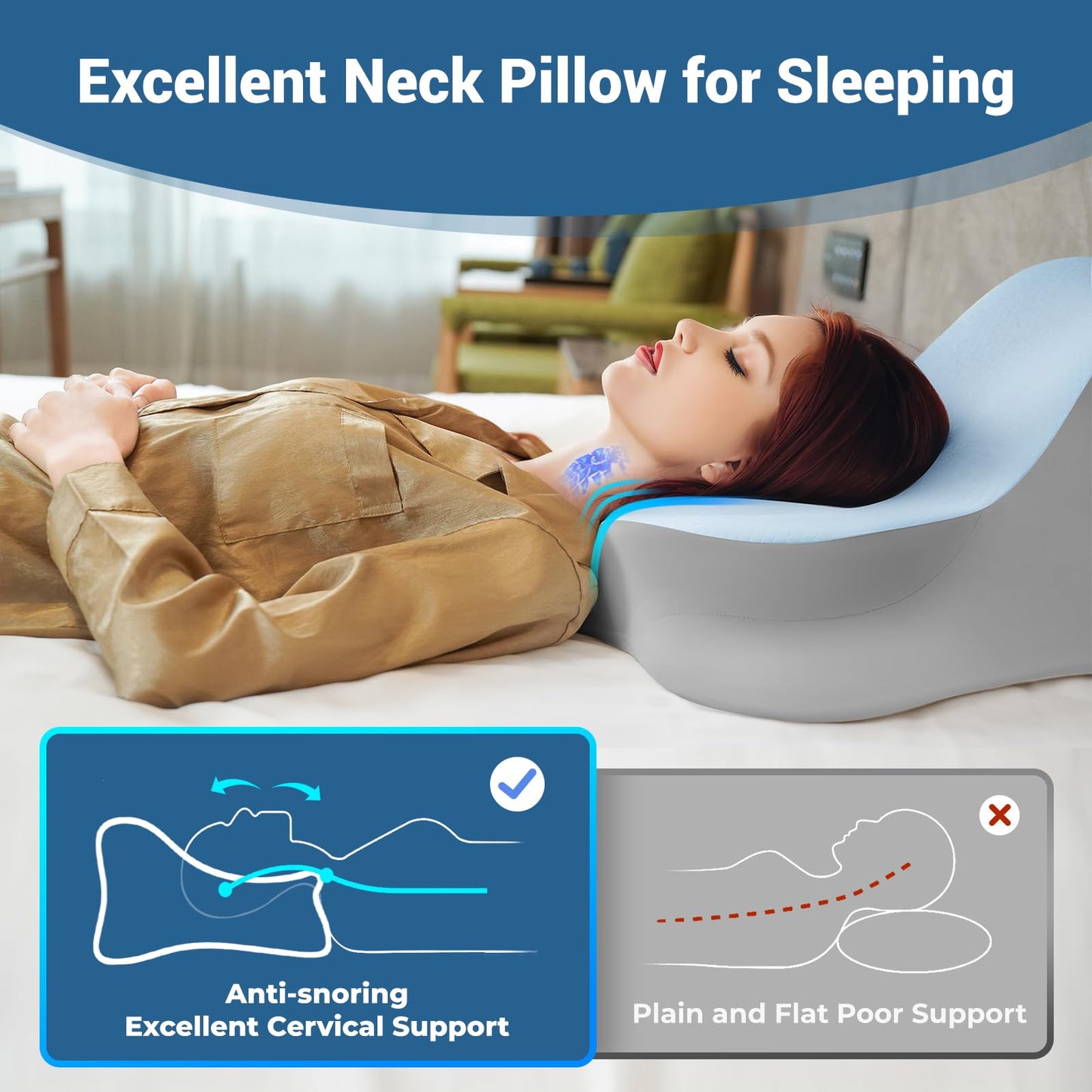 Almohada en Cuña de Apoyo Íntimo para Parejas, Color Azul