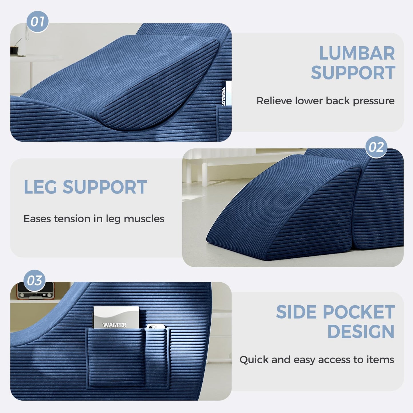 Chaise ergonómica de apoyo íntimo para sexo, color azul