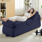 Fauteuil de salon intime en velours côtelé bleu large