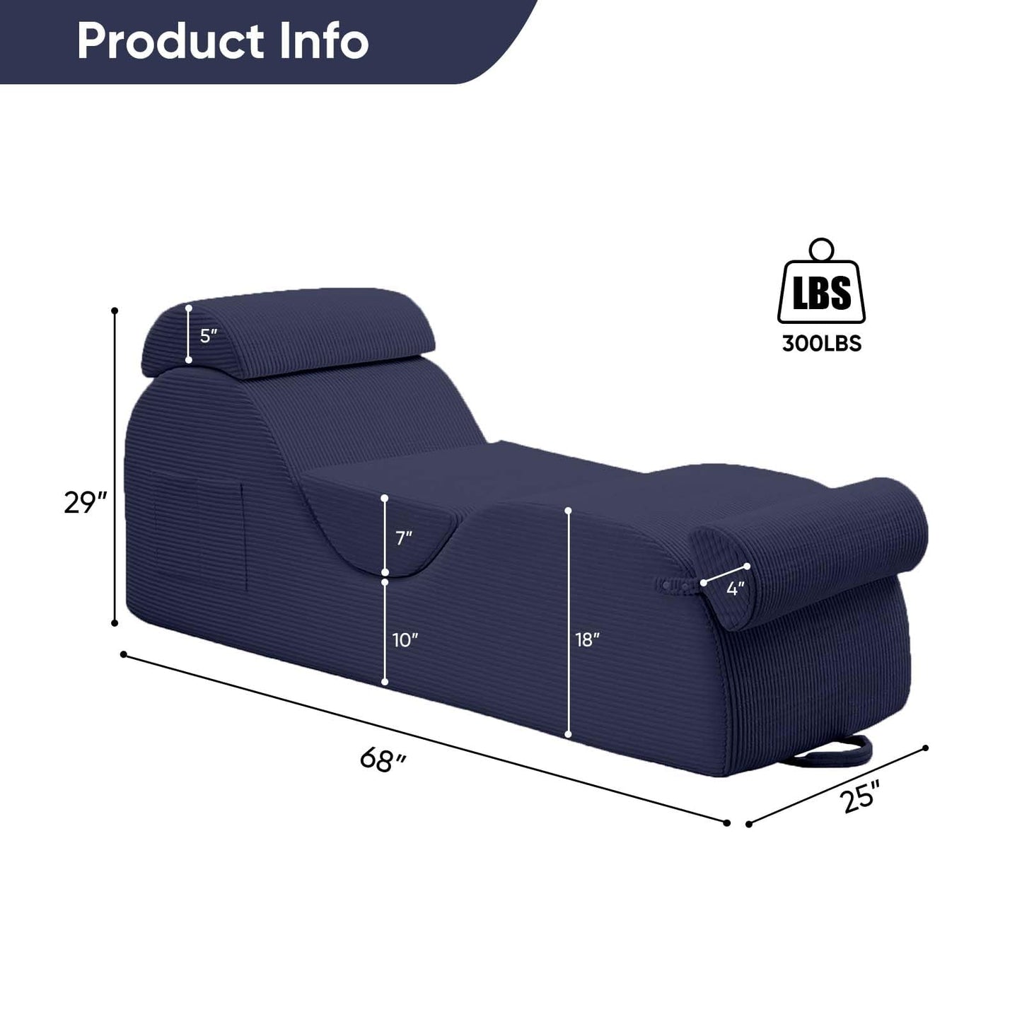 Fauteuil de salon intime en velours côtelé bleu large