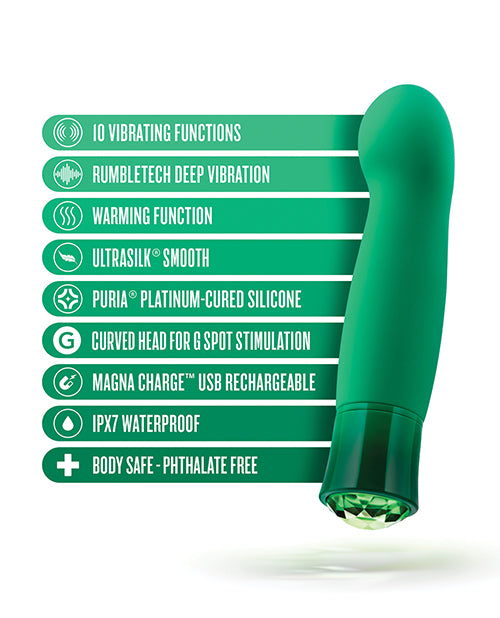 Colorete Oh My Gem Vibrador Calentador Encantador para el Punto G Esmeralda