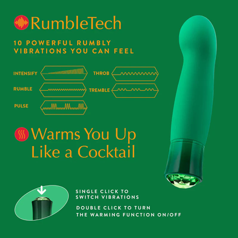 Colorete Oh My Gem Vibrador Calentador Encantador para el Punto G Esmeralda