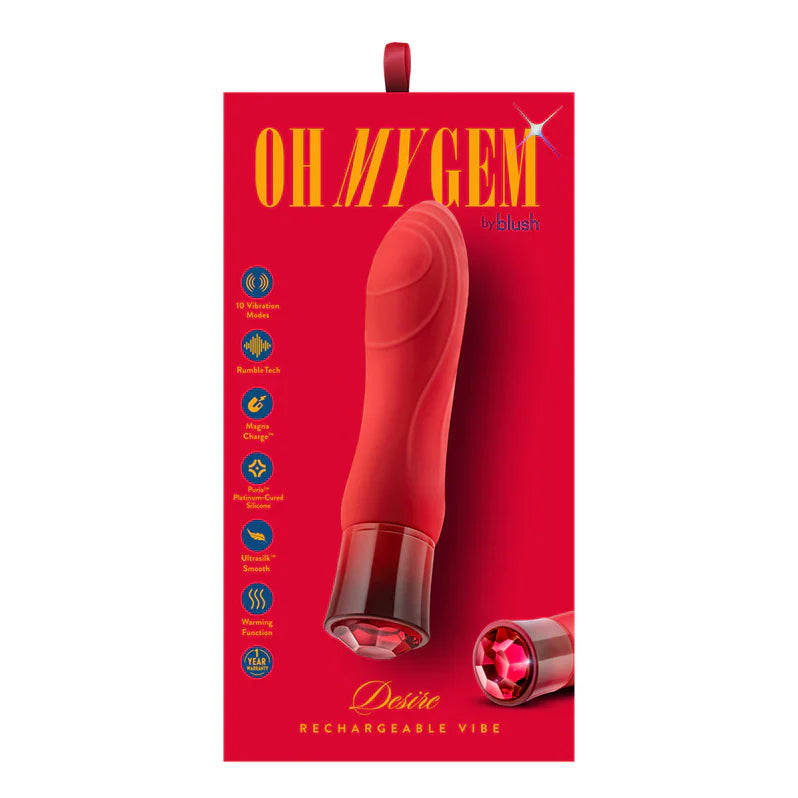 Colorete Oh My Gem Desire Vibrador Recargable Calentador Rubí