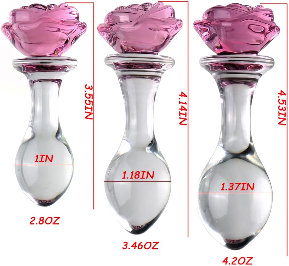 BlushBloom Ensemble de Plugs Anaux en Verre Rose