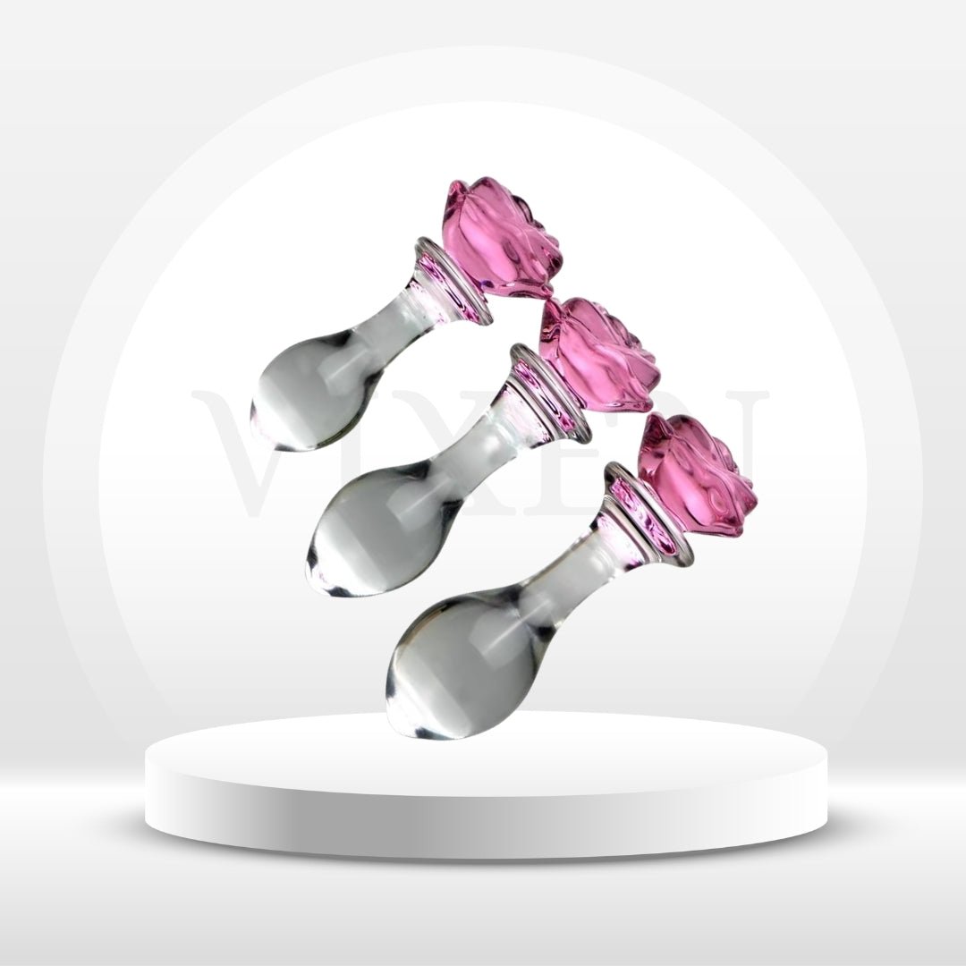 BlushBloom Ensemble de Plugs Anaux en Verre Rose