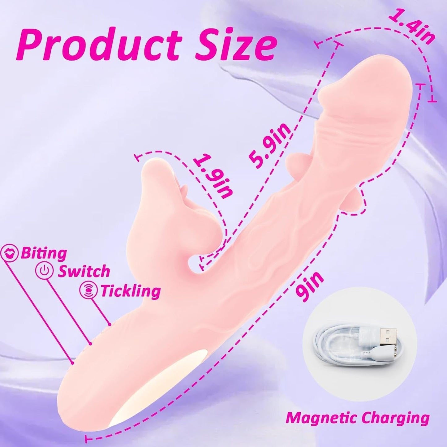 Vibrador Conejo BlushLush de Tocar, Lamer y Empujar