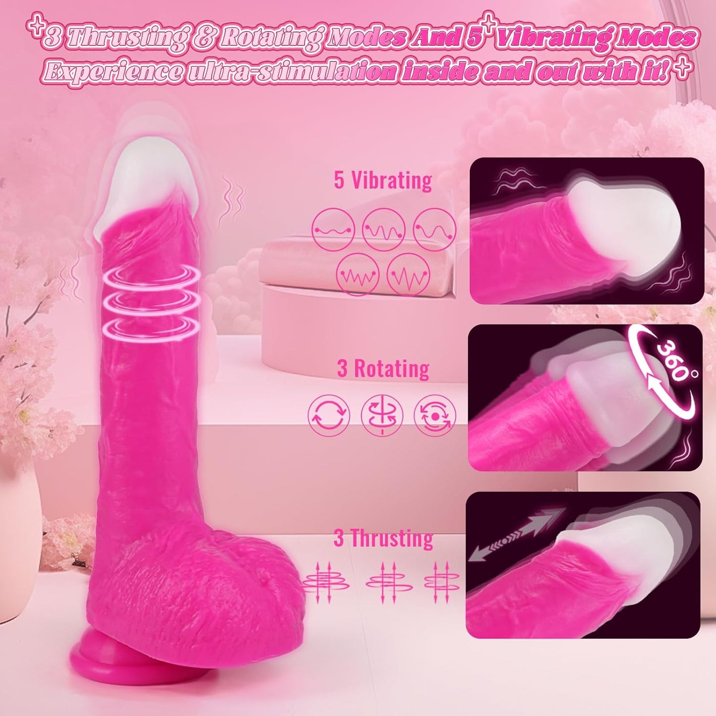 Dildo Vibrador de Triple Movimiento BlushThrust