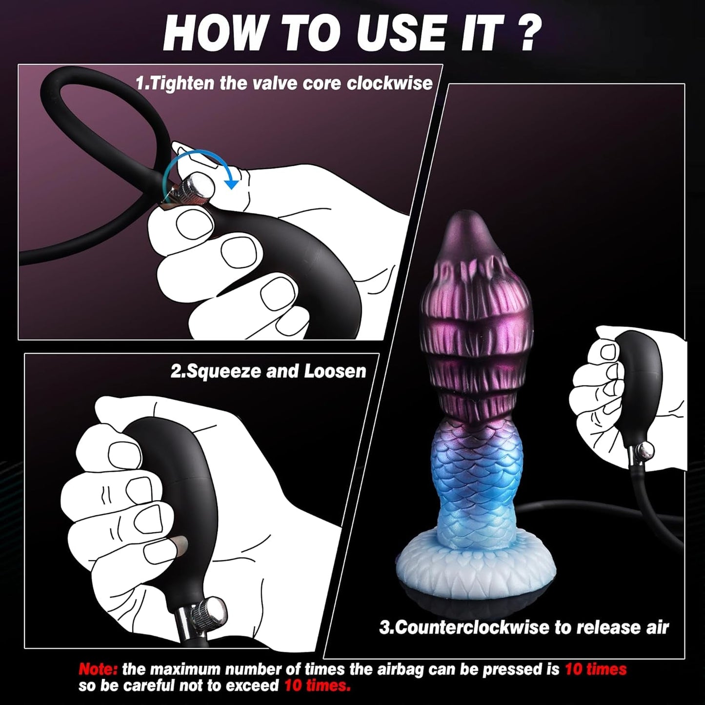 Dildo de nudos inflable AeroKnot ajustable con ventosa gruesa