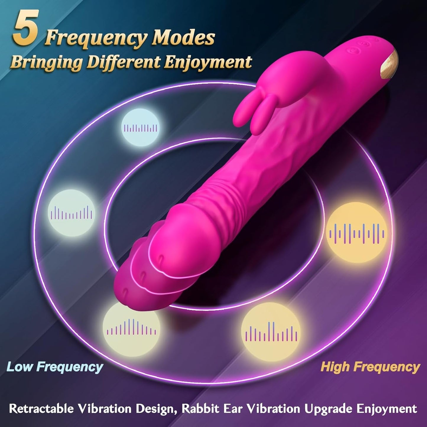 BlushCore Vibrador de conejo con empuje 5 velocidades de empuje 10 modos Impermeable