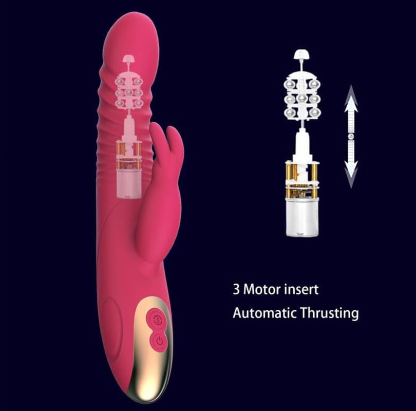 Vibrador de conejo TitanWave de 9" con 15 modos, con empuje y sumergible