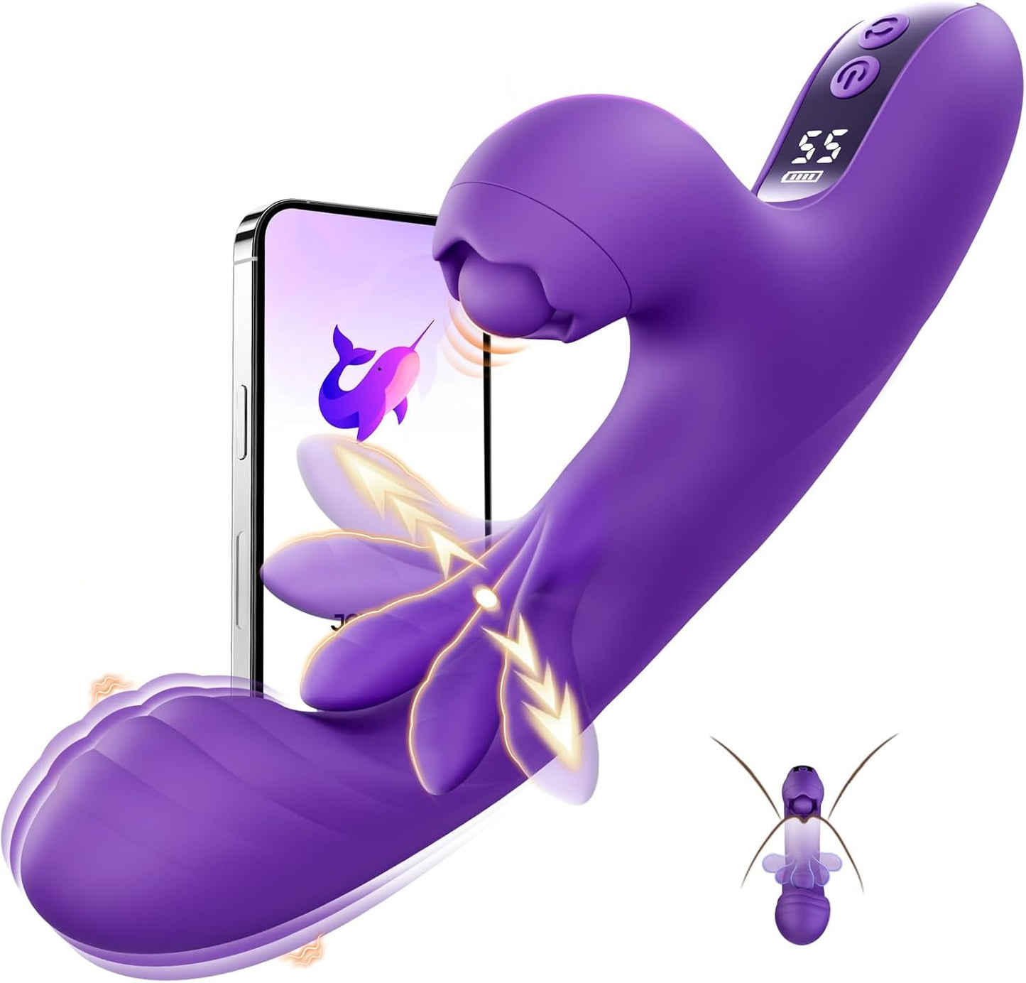 Vibreur lapin TrevixaSweep pour point G, 3-en-1, 10 modes, écran LCD