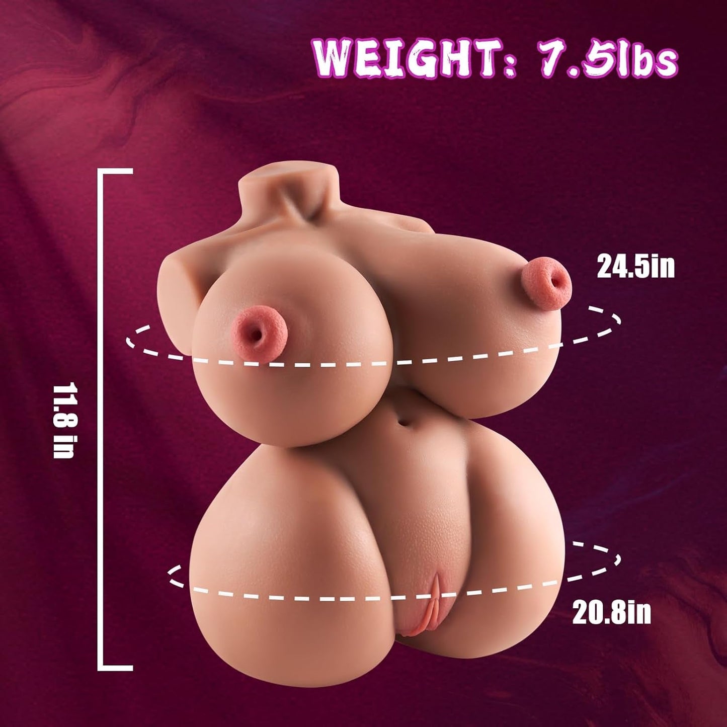Luvexa 7.5lb 4 en 1 Muñeca sexual Torso Marrón claro