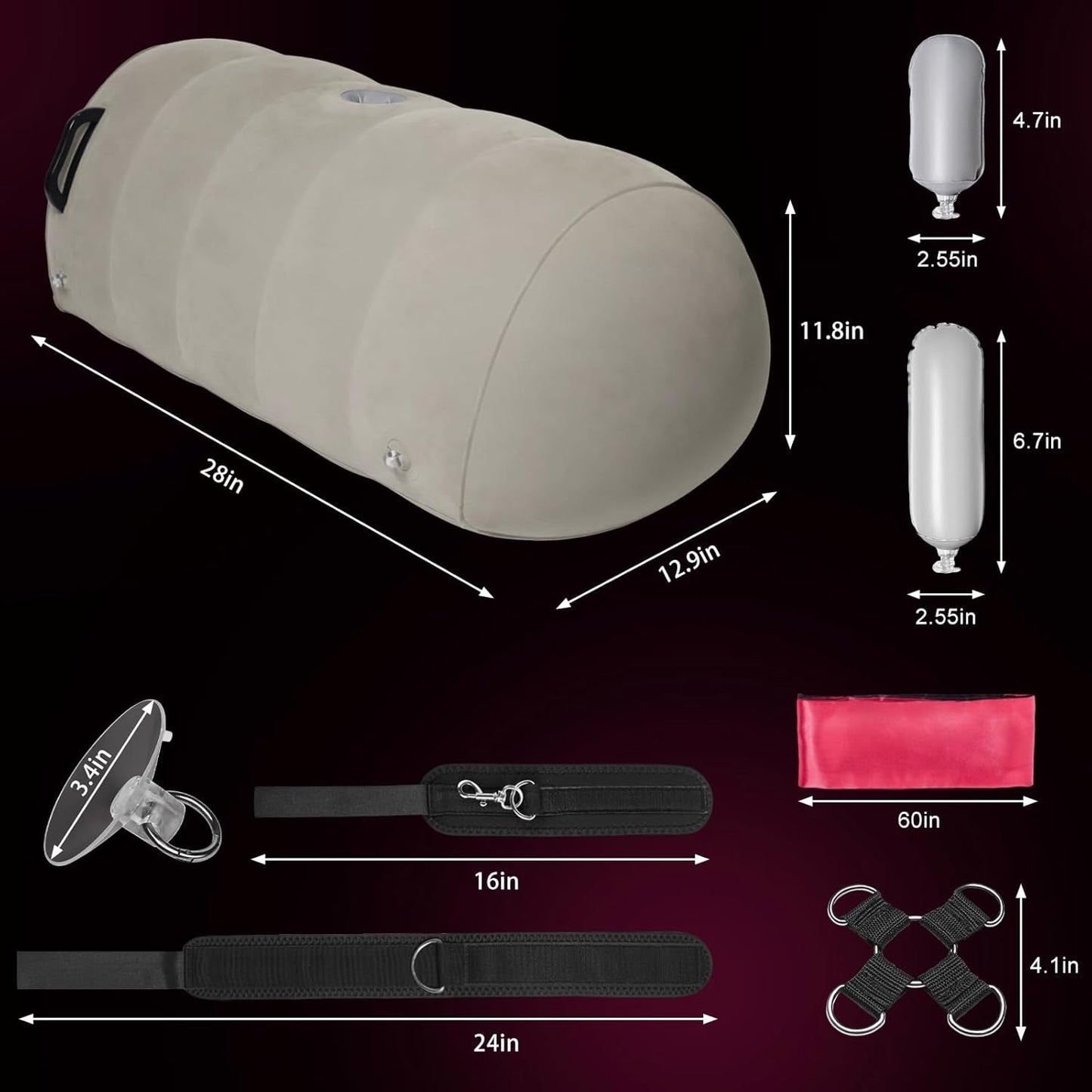 Almohada BDSM inflable AirBond con sujeciones y soporte para juguetes